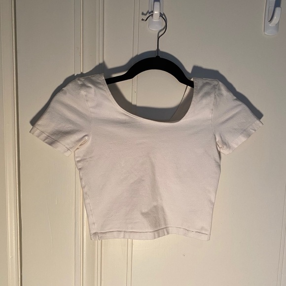 American Apparel White T-shirt Crop Top - Picture 2 of 4